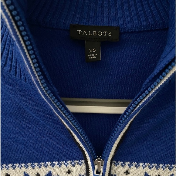 Talbots Quarter Zip Snowflake Sweater Size XS - Picture 3 of 5